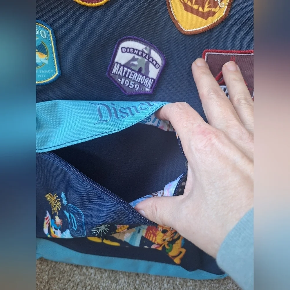 Disney Parks Mickey Passport Patch Collection Canvas Backpack Blue